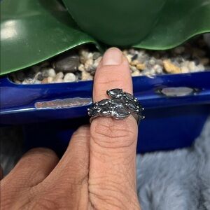 Bomb Party Silver Women’s Ring with Black Ice Crystal NWT retail $180 size:6